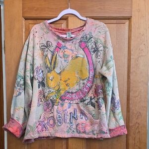 Magnolia Pearl Floral Rabbit Sweatshirt - Pink and Yellow
